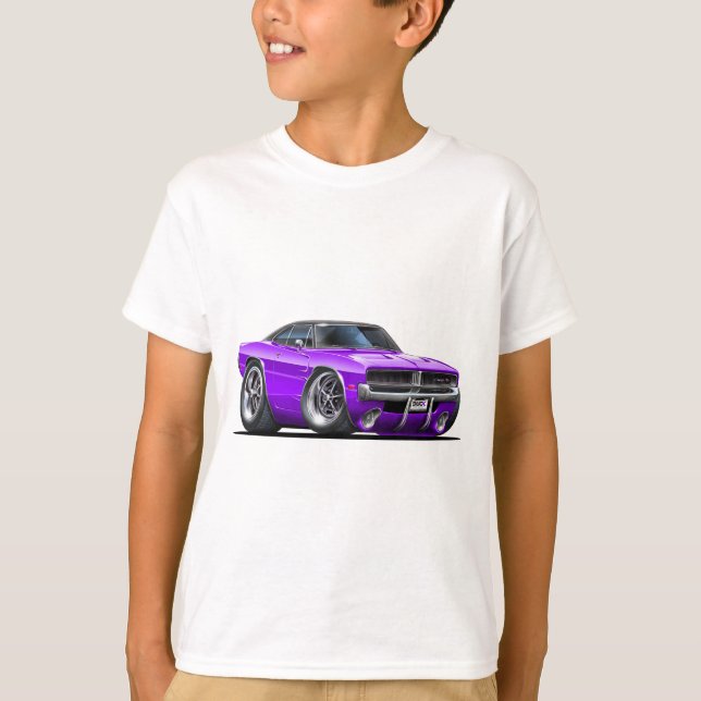 Dodge Charger Lila Car Tee Shirt (Framsida)