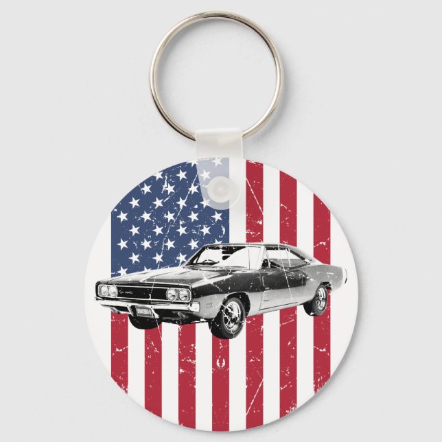 Dodge Charger Muskelbil Nyckelring (Framsida)
