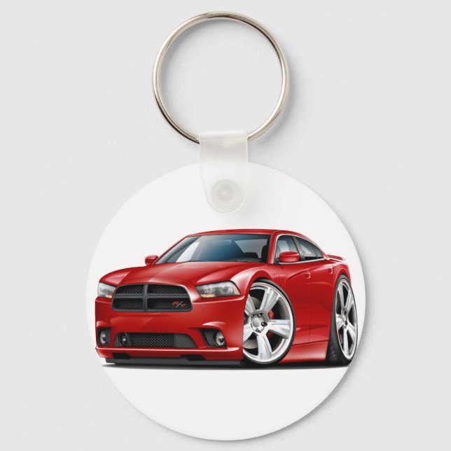 Dodge Charger RT Red Car Nyckelring (Framsida)