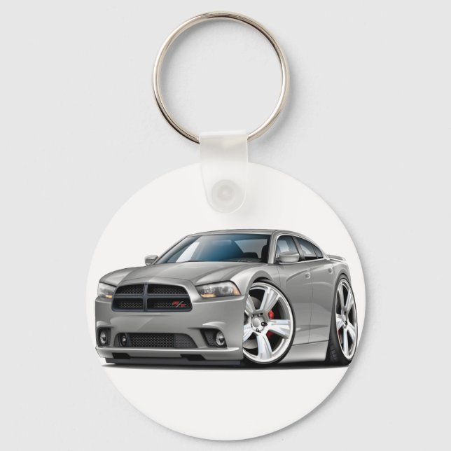 Dodge Charger RT Silver bil Nyckelring (Framsida)