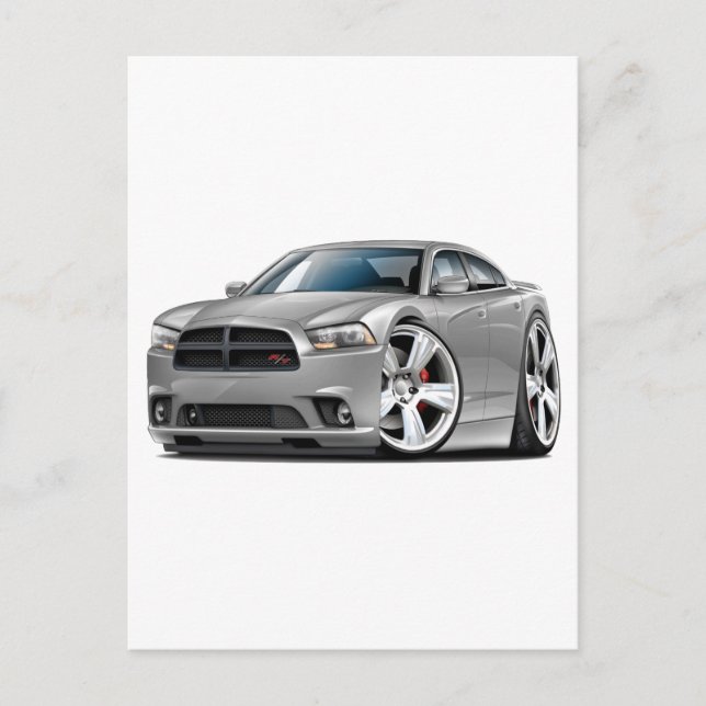Dodge Charger RT Silver bil Vykort (Framsida)