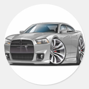 Dodge Charger SRT8 Silver bil Runt Klistermärke