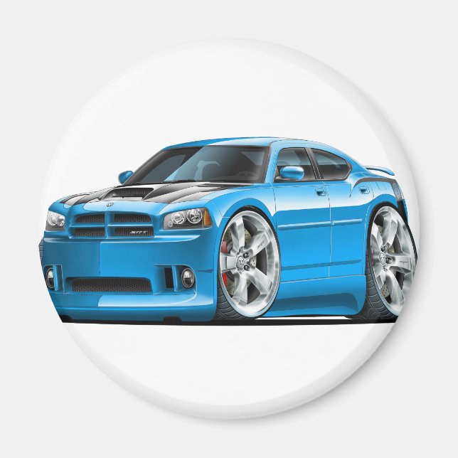 Dodge Charger Toppen Bee Blue Car Magnet (Framsidan)