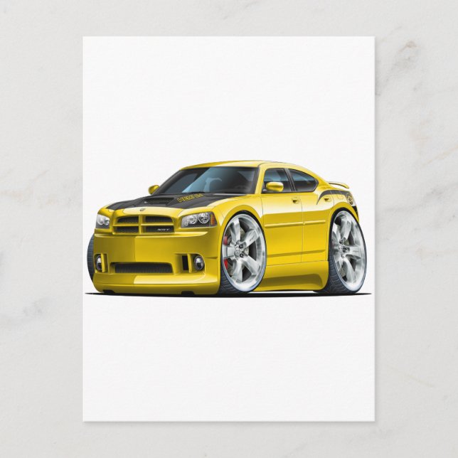 Dodge Charger Toppen Bee Gult Car Vykort (Framsida)