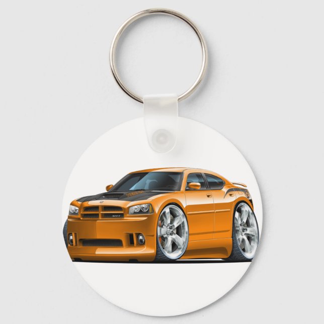 Dodge Charger Toppen Bee Orange Car Nyckelring (Framsida)