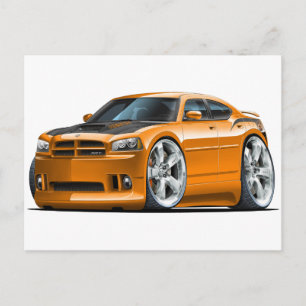 Dodge Charger Toppen Bee Orange Car Vykort