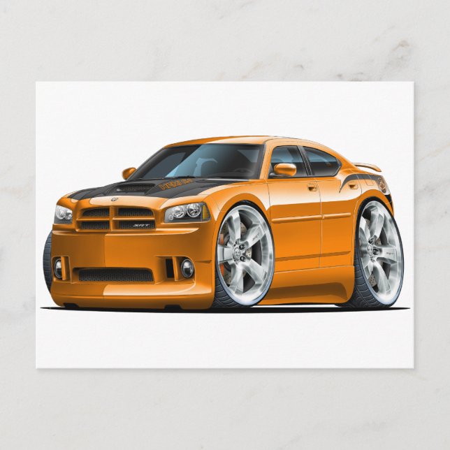 Dodge Charger Toppen Bee Orange Car Vykort (Framsida)