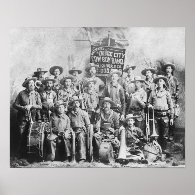 Dodge City Cow-Boy Band med instrument Poster (Framsidan)