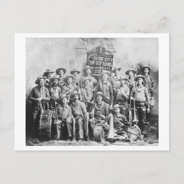Dodge City Cow-Boy Band med instrument Vykort (Framsida)