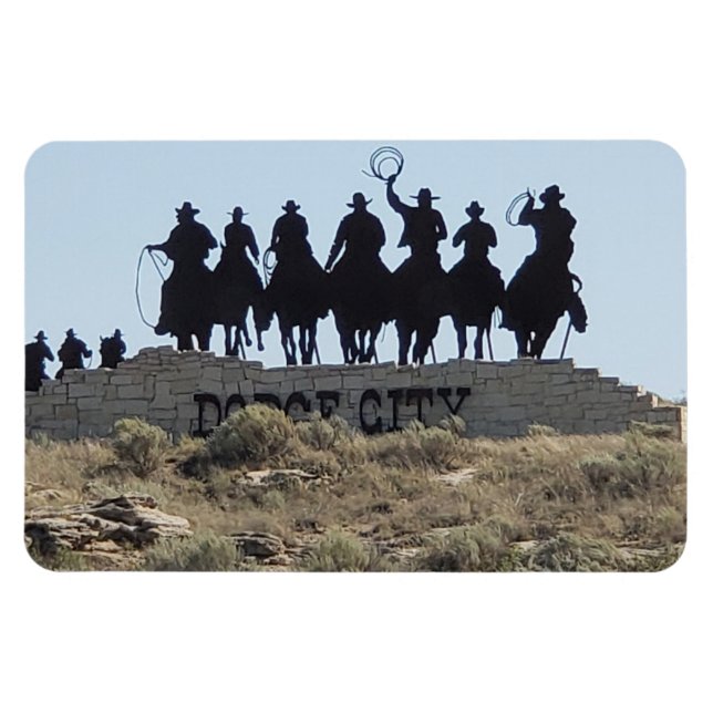 Dodge City, Kansas - Vilda western Town Magnet (Horisontell)