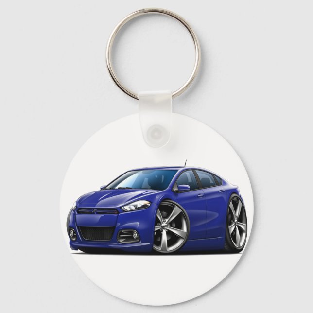 Dodge Dart Dk Blue Car Nyckelring (Framsida)