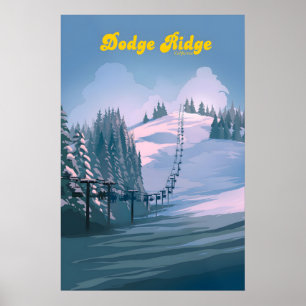 Dodge Ridge California Skidort Reseskylt Poster