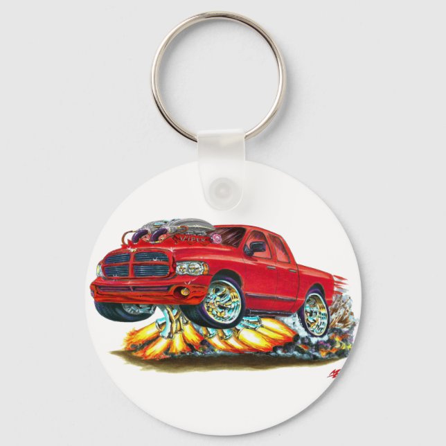 Dodge SRT10 Red Dual Cab Lastbil Nyckelring (Framsida)