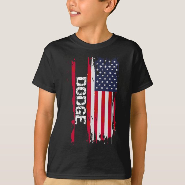 Dodge Usa Flagga  T Shirt (Framsida)