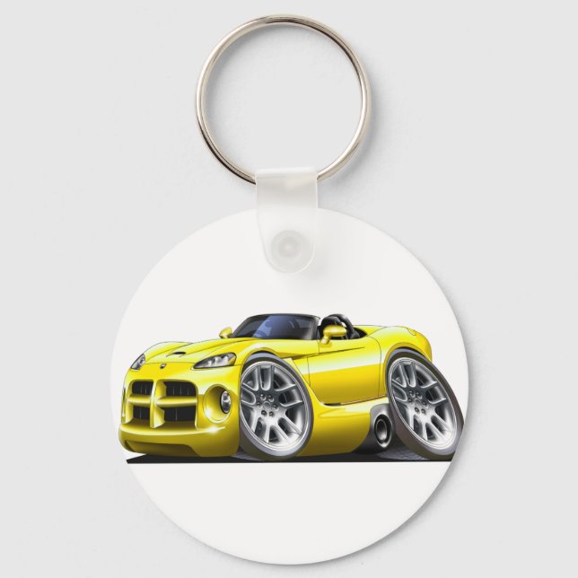 Dodge Viper Roadster Gult Car Nyckelring (Framsida)