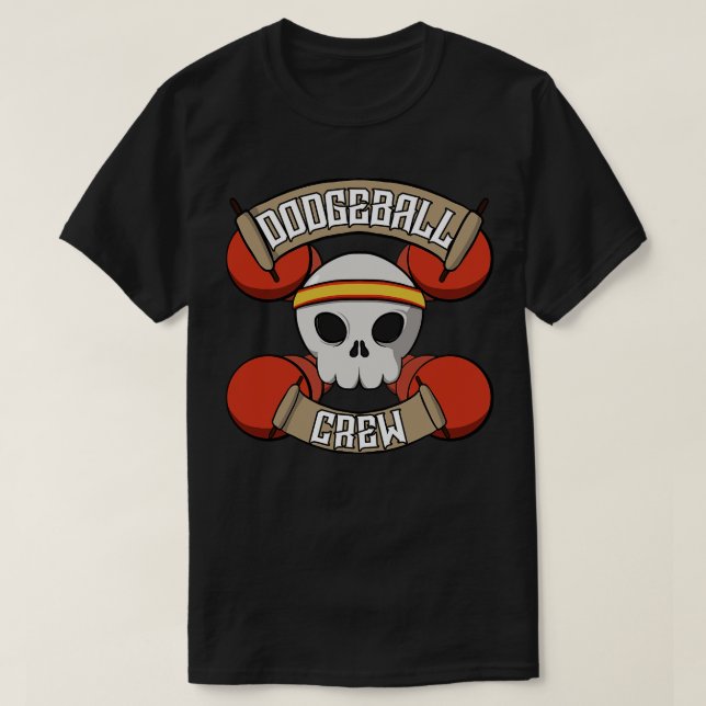 Dodgeball-besättning Jolly pirat T Shirt (Design framsida)