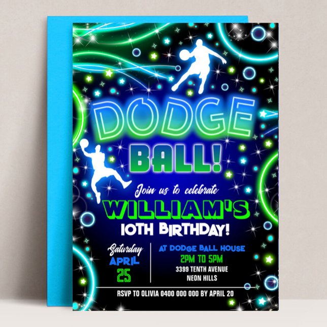 Dodgeball Birthday bjudande Neon Dodgeball Party Inbjudningar (DODGEBALL INVITATION Instant Download Corjl Dodgeball Party Dodgeball Printable Dodgeball BIRTHDAY)