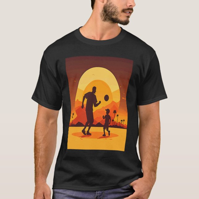 Dodgeball Champion Dad And Child Playing Dodgeball T Shirt (Framsida)