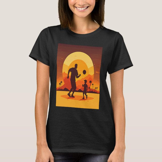 Dodgeball Champion Dad And Child Playing Dodgeball T Shirt (Framsida)