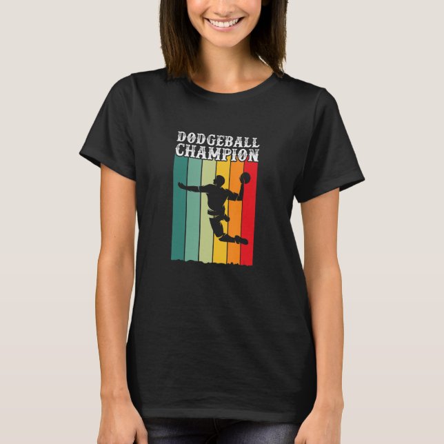 Dodgeball Champion Dodge Boll Champ Player Retro T Shirt (Framsida)