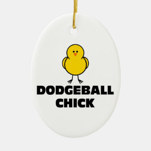 Dodgeball chick julgransprydnad keramik