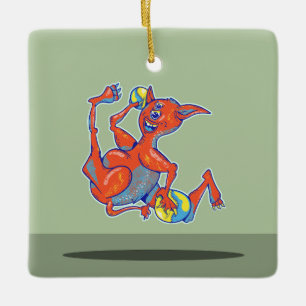 Dodgeball Monster Julgransprydnad Keramik