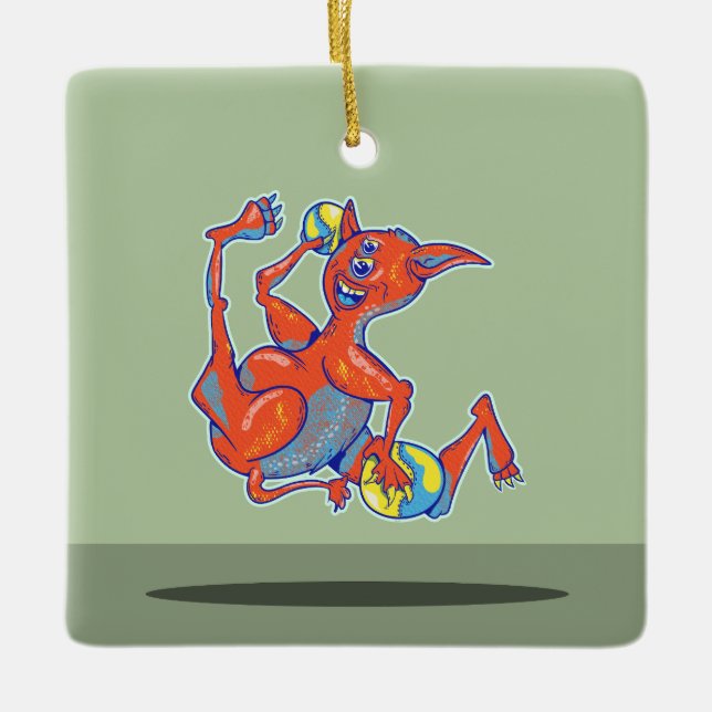 Dodgeball Monster Julgransprydnad Keramik (Framsida)