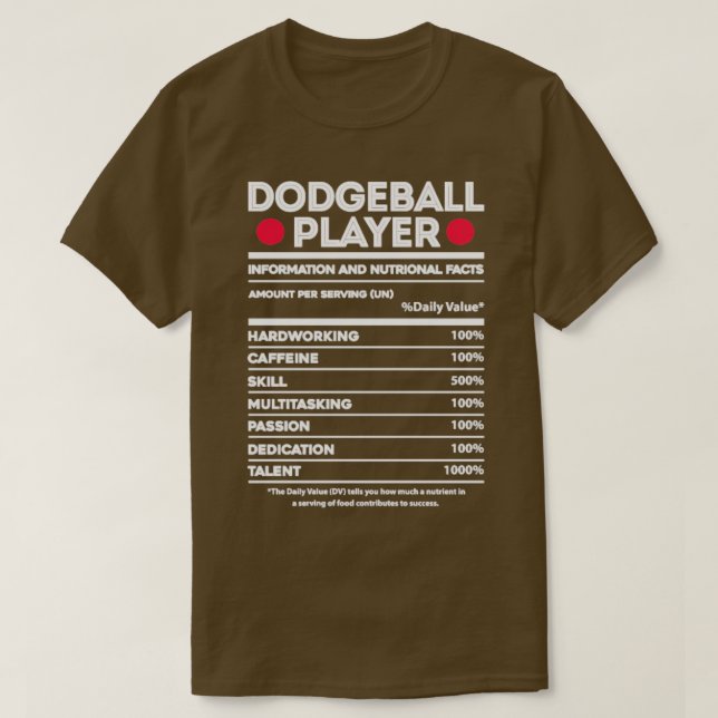 Dodgeball Player Näringsfakta T Shirt (Design framsida)