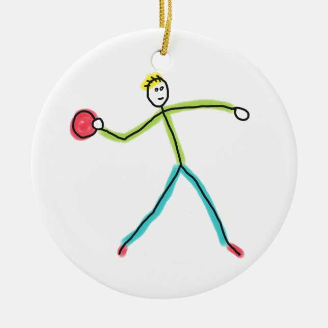 Dodgeball Stickman Julgransprydnad Keramik (Framsidan)