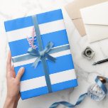 Dodger Blue White Classic-Vågrät, stripe Presentpapper<br><div class="desc">Dodger Blue and White Classic Vågrät Strepe Wrapped Papper</div>
