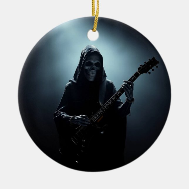 Dödgrävaren på scenen med gitarr julgransprydnad keramik (Framsidan)
