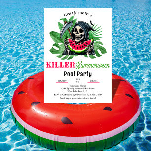 Dödgrävaren-Vattenmelon-Sommarhelgspoolparty Inbjudningar