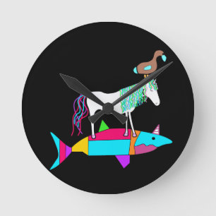 Dodisharkicorn Clock Rund Klocka