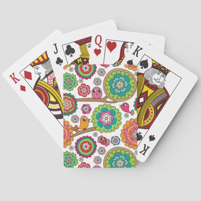Dodle-blommor, bakgrund mönster spel kort (Baksidan)