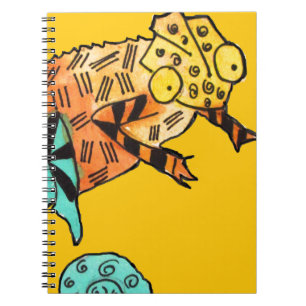 Dodle-illustration för gult chameleon-reptiler anteckningsbok med spiral