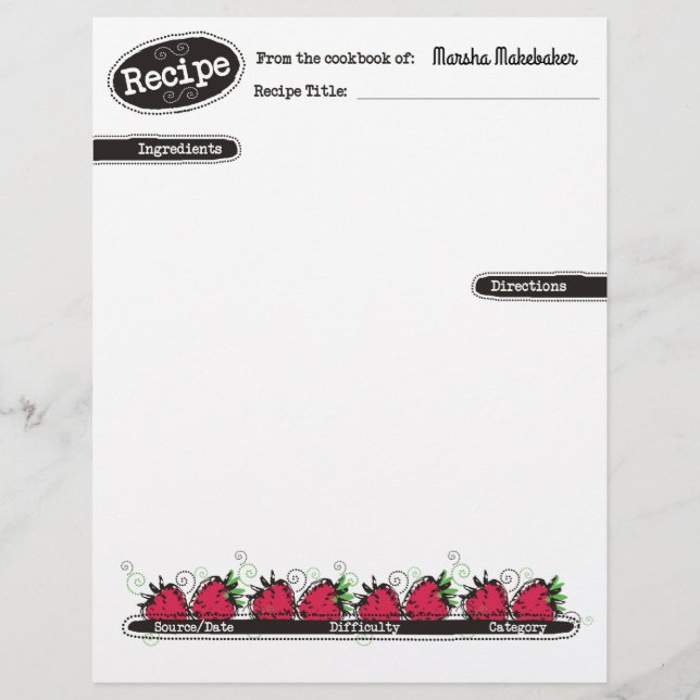 Dodle jordgubbe frukt bakverk recept letterhead (Framsida)