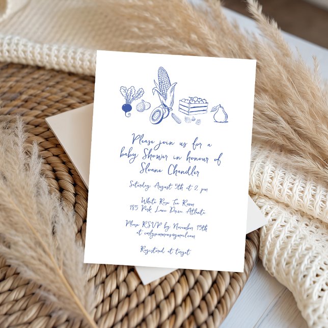 Dodle Locally Grown Farmers Market Baby Shower Inbjudningar (Skapare uppladdad)