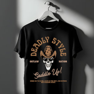 Dödlig stil – Western Outlaw Skull Vibes T Shirt