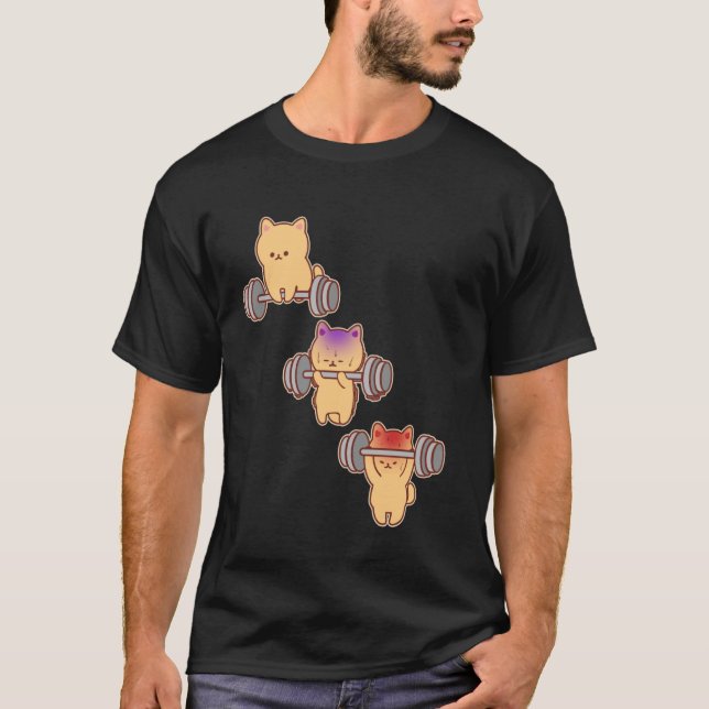Dödlyftande Gymträning Träningsövning Rolig Katt T Shirt (Framsida)