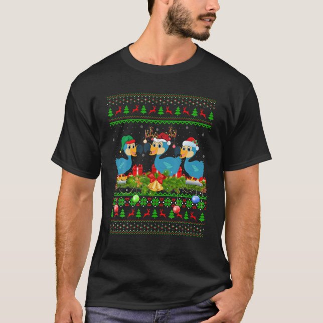 Dodo Bird Älskare Julafton Lighting Santa Ugly Dod T Shirt (Framsida)