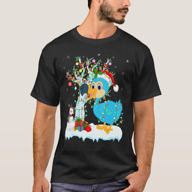 Dodo Bird Julafton Träd Lighting Santa Hat Dodo Kr T Shirt (Framsida)