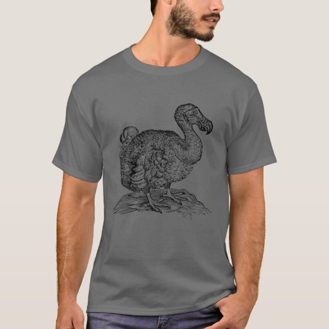 Dodo Bird Teckning Vintage Retro T Shirt (Framsida)