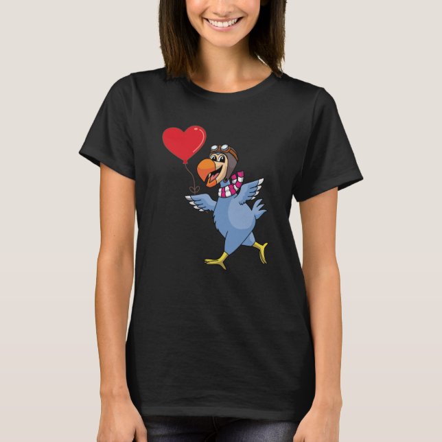 Dodo Bird With Heart Balloon Valentines Day Love B T Shirt (Framsida)