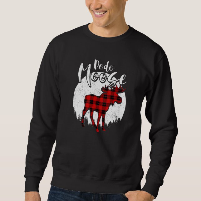 Dodo Moose Red Plaid Buffalo Matching Family Pajam Lång Ärmad Tröja (Framsida)