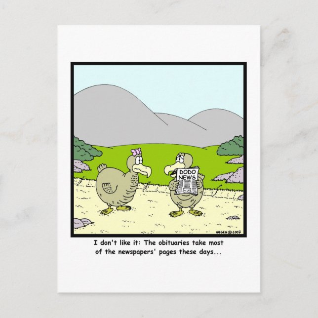 Dodo News: Dodo tecknad Vykort (Framsida)