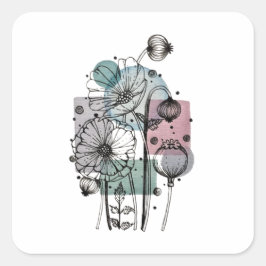 Dodocka i Bläck och vattenfärgsetikett Fyrkantigt Klistermärke