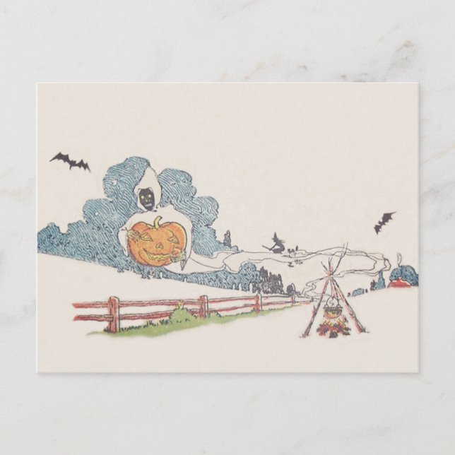 Dödsängeln Jack O' Lantern Fladdermus Lägger eld p Vykort (Framsida)