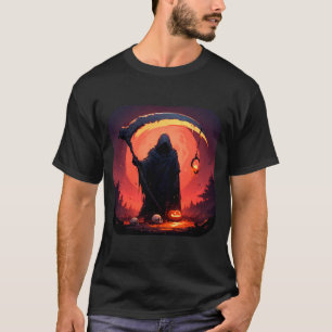 Dödsängeln med halloweenpumpa och fullmåne t shirt