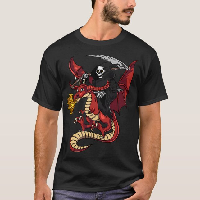 Dödsängeln ridande på drake t shirt (Framsida)