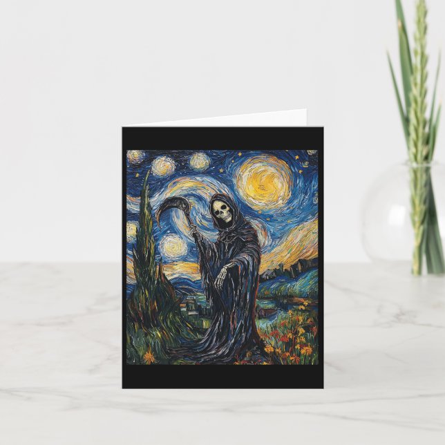Dödsängeln Skelett - Van Gogh Stil - Stjärnklar Na Kort (Framsida)